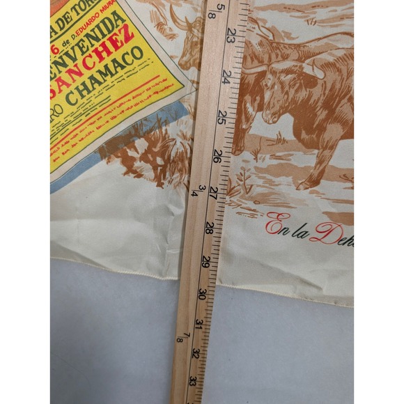 Vintage 70s Spanish Bullfight Corrida de‎ Toros Scarf Souvenir Polyester Spain - Picture 4 of 6